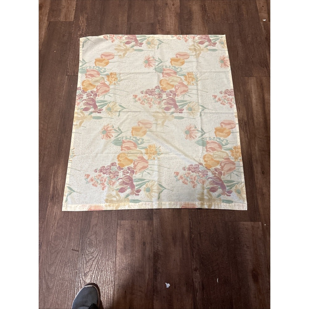 JP Stevens UTICA Floral Full Flat Sheet Peach Botanical Vintage 1980s Bed Cover